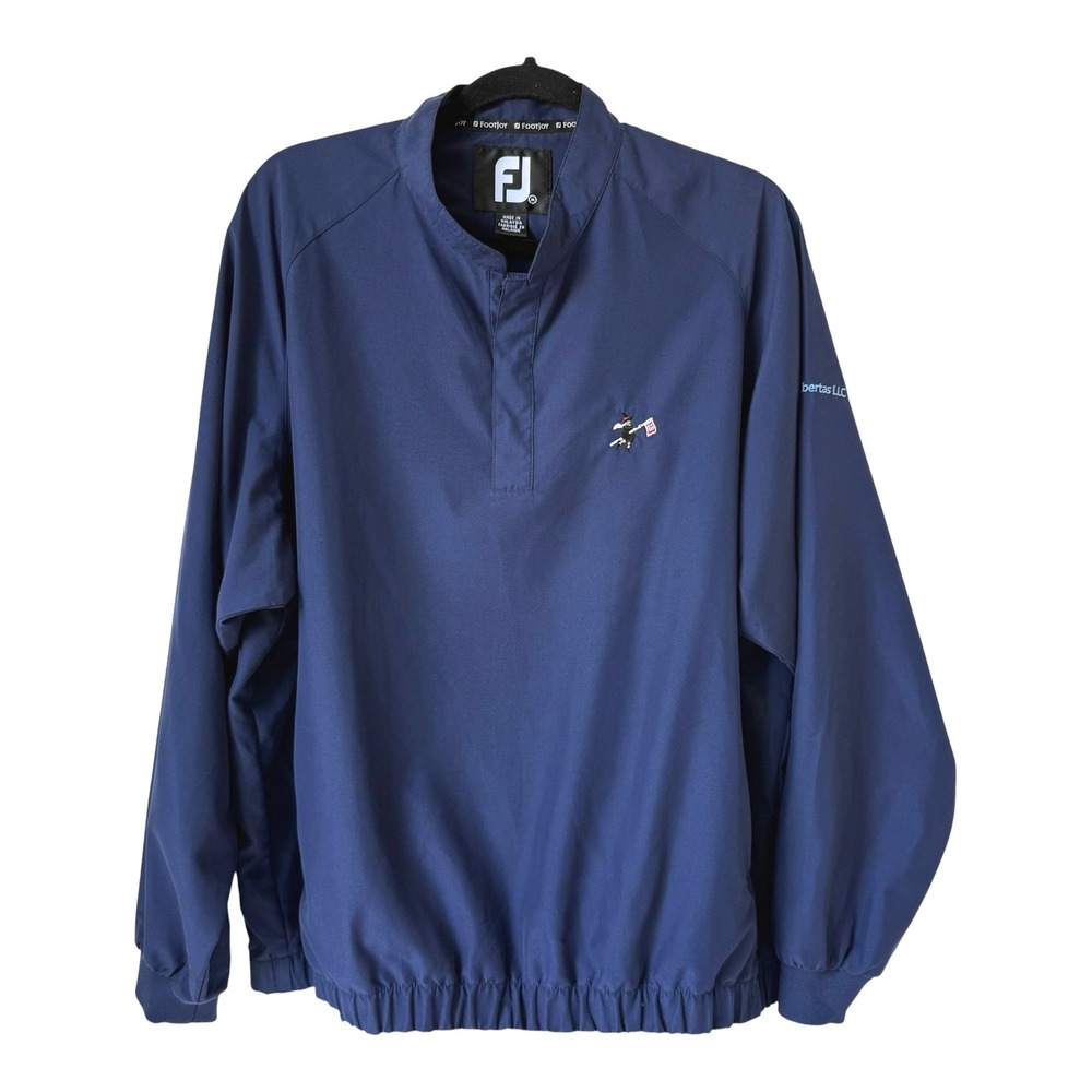 FootJoy Pullover Golf Jacket Mens Med. Navy Snap Mock Neck Preppy Athleisure SEE
